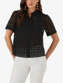 Broderie-anglaise Boxy Cotton Shirt 7 Broderie-anglaise Boxy Cotton Shirt -Ress Clothing Shop R04181103 BLACK ALT02