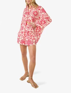 Paisley Graphic-pattern Relaxed-fit Cotton Shirt -Ress Clothing Shop R04181105 CORAL ALT01