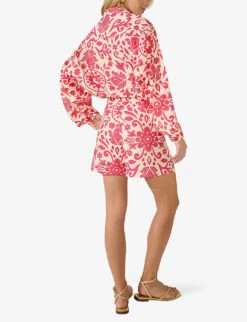 Paisley Graphic-pattern Relaxed-fit Cotton Shirt -Ress Clothing Shop R04181105 CORAL ALT02