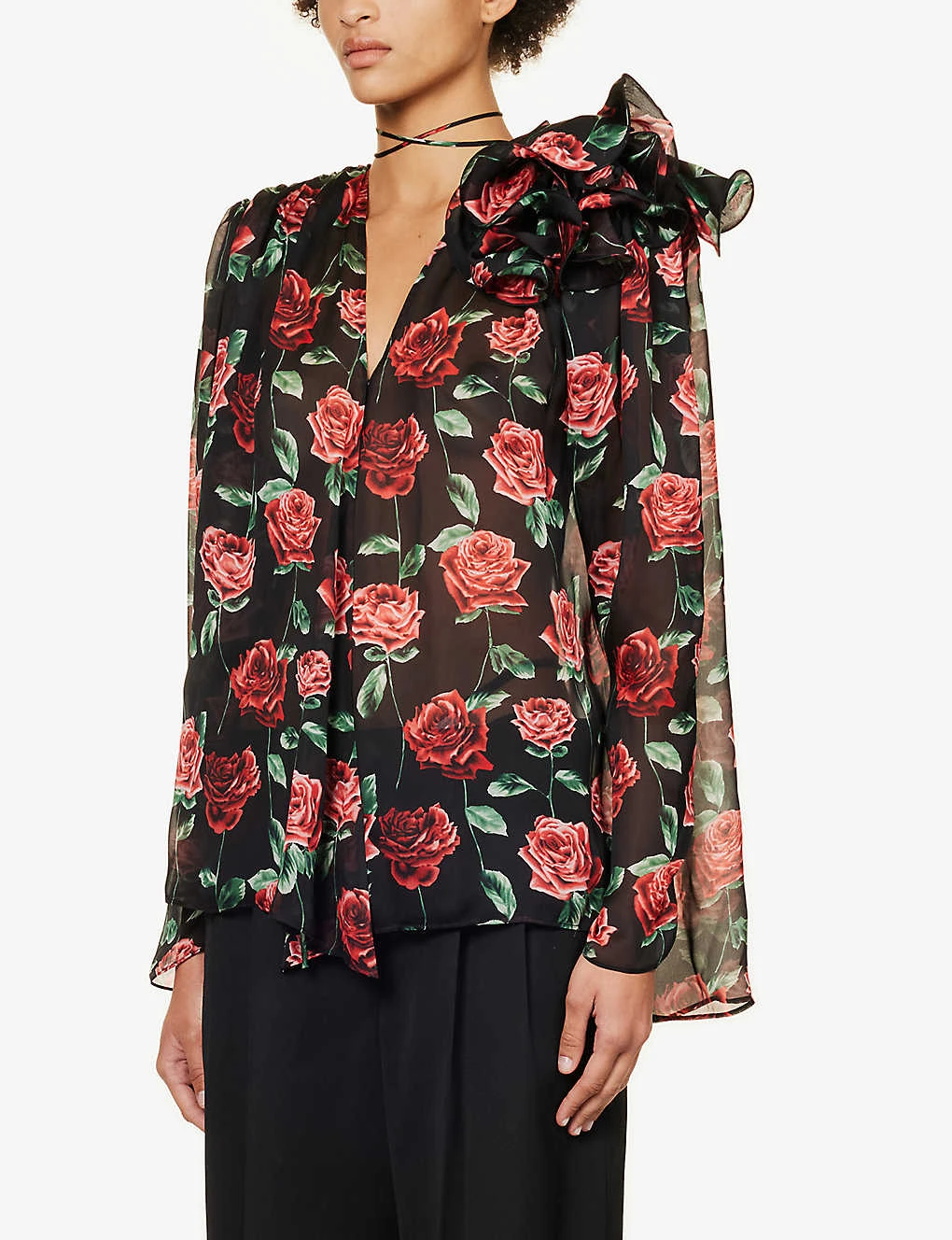 Magda Butrym Floral-embellished Relaxed-fit Silk Blouse 5 Magda Butrym Floral-embellished Relaxed-fit Silk Blouse - Image 3