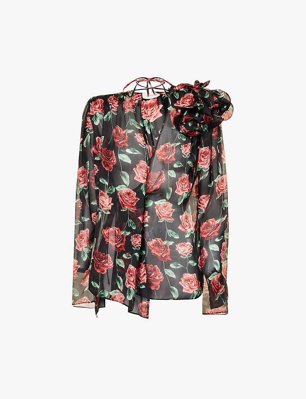 Magda Butrym Floral-embellished Relaxed-fit Silk Blouse 3 Magda Butrym Floral-embellished Relaxed-fit Silk Blouse