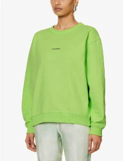 Acne Studios Fierre Logo-print Cotton-jersey Sweatshirt -Ress Clothing Shop R04185160 FLUOGREEN ALT02