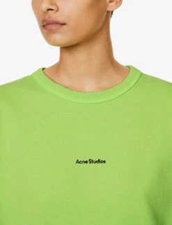 Acne Studios Fierre Logo-print Cotton-jersey Sweatshirt -Ress Clothing Shop R04185160 FLUOGREEN ALT04