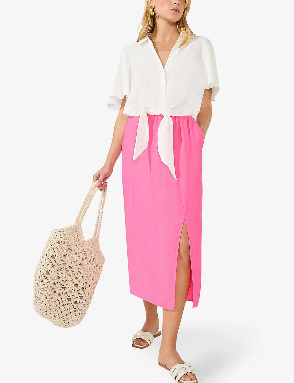 Flutter-sleeve Self-tie Relaxed-fit Woven Shirt 4 Flutter-sleeve Self-tie Relaxed-fit Woven Shirt - Image 2