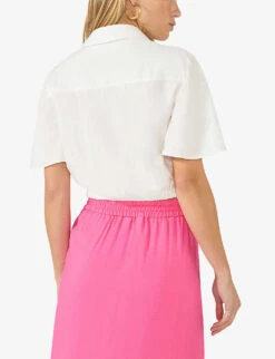 Flutter-sleeve Self-tie Relaxed-fit Woven Shirt 9 Flutter-sleeve Self-tie Relaxed-fit Woven Shirt -Ress Clothing Shop R04185925 WHITE ALT03