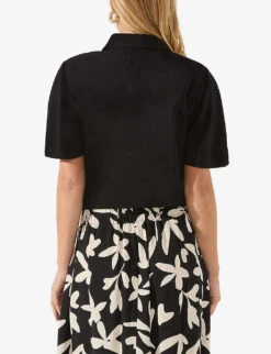 Flutter-sleeve Self-tie Woven Shirt -Ress Clothing Shop R04185926 BLACK ALT02