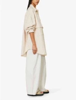 Dallas Oversized Striped Cotton-denim Shirt 8 Dallas Oversized Striped Cotton-denim Shirt -Ress Clothing Shop R04186447 ORANGEPINSTRIPE ALT01