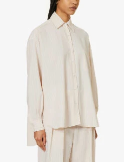 Georgia Oversized Striped Shirt 9 Georgia Oversized Striped Shirt -Ress Clothing Shop R04186465 BEIGEPINSTRIPE ALT02