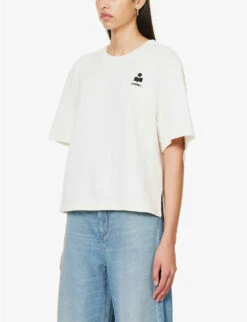 Isabel Marant Etoile Mona Logo-print Cotton-blend Sweatshirt -Ress Clothing Shop R04188802 WHITE ALT02