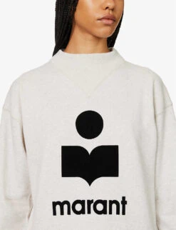 Isabel Marant Etoile Moby Logo-printed Cotton-blend Sweatshirt -Ress Clothing Shop R04188804 ECRU ALT04