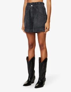 Isabel Marant Etoile Titea Elasticated-waistband Denim Shorts -Ress Clothing Shop R04188811 GREY ALT02