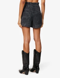 Isabel Marant Etoile Titea Elasticated-waistband Denim Shorts -Ress Clothing Shop R04188811 GREY ALT03