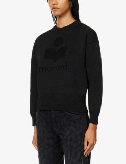 Isabel Marant Etoile Ailys Logo-print Knitted Sweatshirt -Ress Clothing Shop R04188827 BLACK ALT02