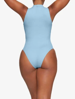 Zipped High-neck Recycled Stretch-nylon Swimsuit -Ress Clothing Shop R04189611 IRISBLUE ALT03