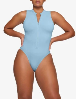 Zipped High-neck Recycled Stretch-nylon Swimsuit -Ress Clothing Shop R04189611 IRISBLUE ALT04