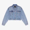 Maje Betoile Rhinestone-embellished Faded Denim Jacket 1 Maje Betoile Rhinestone-embellished Faded Denim Jacket -Ress Clothing Shop R04190268 BLEUS M