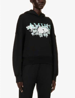 Amiri Floral Graphic-print Cotton Hoody -Ress Clothing Shop R04191414 BLACK ALT02