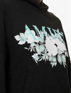 Amiri Floral Graphic-print Cotton Hoody -Ress Clothing Shop R04191414 BLACK ALT04