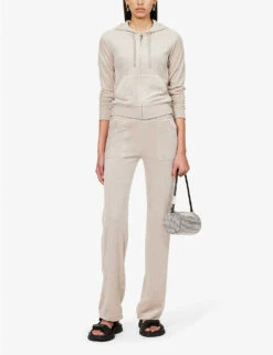 Juicy Couture Logo-embroidered Front-pocket Velour Hoody -Ress Clothing Shop R04191476 STRING509 ALT01