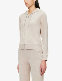 Juicy Couture Logo-embroidered Front-pocket Velour Hoody -Ress Clothing Shop R04191476 STRING509 ALT02