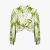 Palm-print Cropped Crepe-woven Shirt -Ress Clothing Shop R04191965 GREEN M