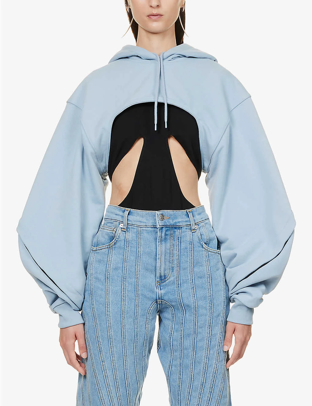 Mugler Asymmetric-hem Cropped Organic-cotton Hoody 5 Mugler Asymmetric-hem Cropped Organic-cotton Hoody - Image 3