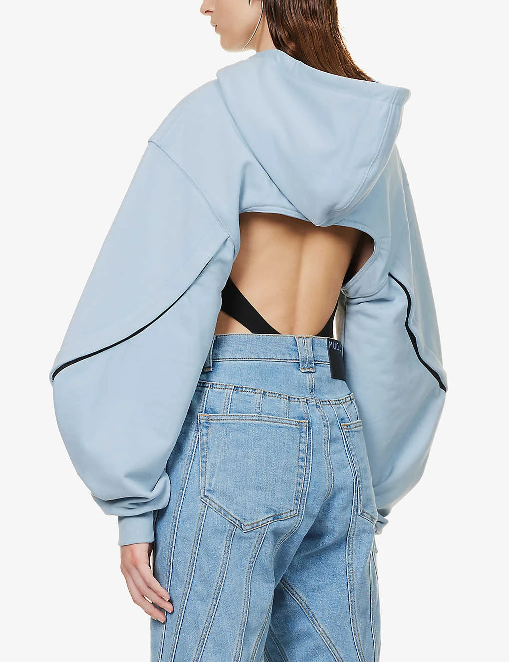 Mugler Asymmetric-hem Cropped Organic-cotton Hoody 6 Mugler Asymmetric-hem Cropped Organic-cotton Hoody - Image 4