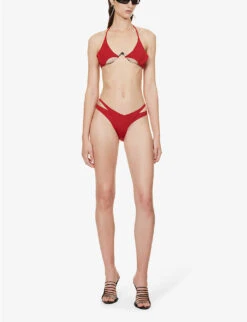 Mugler Layered Mid-rise Bikini Bottoms -Ress Clothing Shop R04192677 DARKRED ALT01