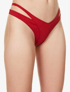 Mugler Layered Mid-rise Bikini Bottoms -Ress Clothing Shop R04192677 DARKRED ALT02