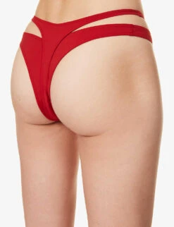 Mugler Layered Mid-rise Bikini Bottoms -Ress Clothing Shop R04192677 DARKRED ALT03