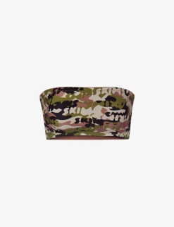 Bandeau Camo-print Recycled Stretch-nylon Bikini Top