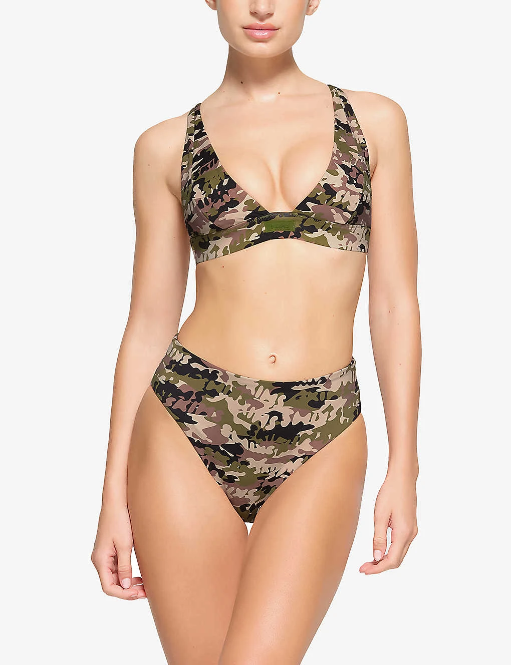 Plunge-neck Camouflage-print Recycled Stretch-nylon Bikini Top 4 Plunge-neck Camouflage-print Recycled Stretch-nylon Bikini Top - Image 2