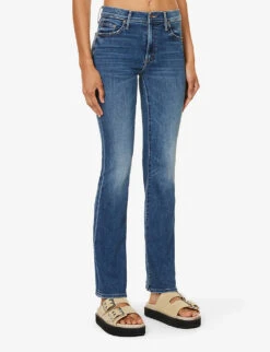 MOTHER Outsider Sneak Slim-flare High-rise Stretch-denim Jeans -Ress Clothing Shop R04193831 DARKANDSTORMYNIGHT ALT02