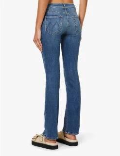 MOTHER Outsider Sneak Slim-flare High-rise Stretch-denim Jeans -Ress Clothing Shop R04193831 DARKANDSTORMYNIGHT ALT03