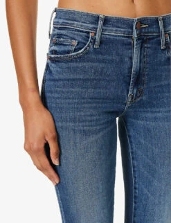 MOTHER Outsider Sneak Slim-flare High-rise Stretch-denim Jeans -Ress Clothing Shop R04193831 DARKANDSTORMYNIGHT ALT04