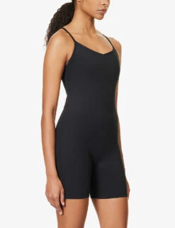 Girlfriend Collective Barre Sweetheart-neck Stretch-recycled-polyester Jumpsuit -Ress Clothing Shop R04196139 BLACK ALT02