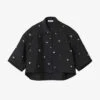 Sandro Mentissa Crystal-embellished Woven Shirt -Ress Clothing Shop R04197499 NOIRGRIS M