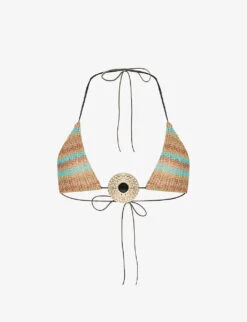 Jaded London Disc-embellished Zigzag Knitted Bikini Top