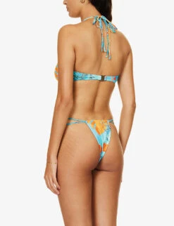 Jaded London Graphic-pattern Recycled-polyester-blend Bikini Top -Ress Clothing Shop R04197647 MONSTERAPRINT ALT02