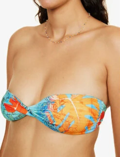 Jaded London Graphic-pattern Recycled-polyester-blend Bikini Top -Ress Clothing Shop R04197647 MONSTERAPRINT ALT03