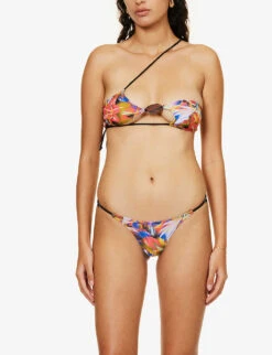 Jaded London Tropical Haze Asymmetric Bikini Top -Ress Clothing Shop R04197672 ABSTRACTFLORALPRINT ALT01
