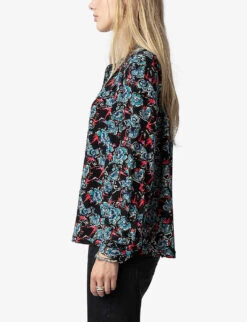 Zadig & Voltaire Tchin Floral-print Silk Shirt 9 Zadig & Voltaire Tchin Floral-print Silk Shirt -Ress Clothing Shop R04198976 NOIR ALT02