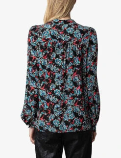 Zadig & Voltaire Tchin Floral-print Silk Shirt 10 Zadig & Voltaire Tchin Floral-print Silk Shirt -Ress Clothing Shop R04198976 NOIR ALT03