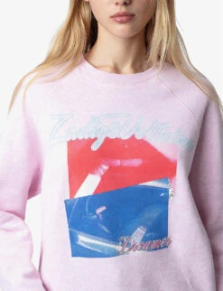 Zadig & Voltaire Upper Graphic-print Cotton-jersey Sweatshirt -Ress Clothing Shop R04198978 POUDRE ALT04