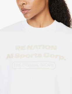 P.E NATION Base Down Logo-print Cotton-blend Sweatshirt 11 P.E NATION Base Down Logo-print Cotton-blend Sweatshirt -Ress Clothing Shop R04199843 OPTICWHITE ALT04