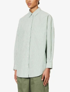 Chiara Dropped-shoulder Relaxed-fit Cotton Shirt 9 Chiara Dropped-shoulder Relaxed-fit Cotton Shirt -Ress Clothing Shop R04200819 FERNWHITE ALT02