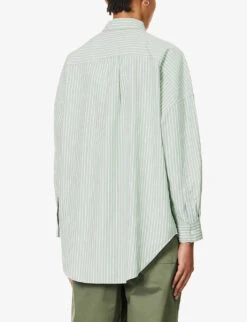 Chiara Dropped-shoulder Relaxed-fit Cotton Shirt 10 Chiara Dropped-shoulder Relaxed-fit Cotton Shirt -Ress Clothing Shop R04200819 FERNWHITE ALT03