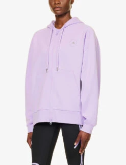 Adidas By Stella Mccartney Zip-through Organic-cotton And Recycled Polyester-blend Hoody -Ress Clothing Shop R04201646 PURPLEGLOW ALT02