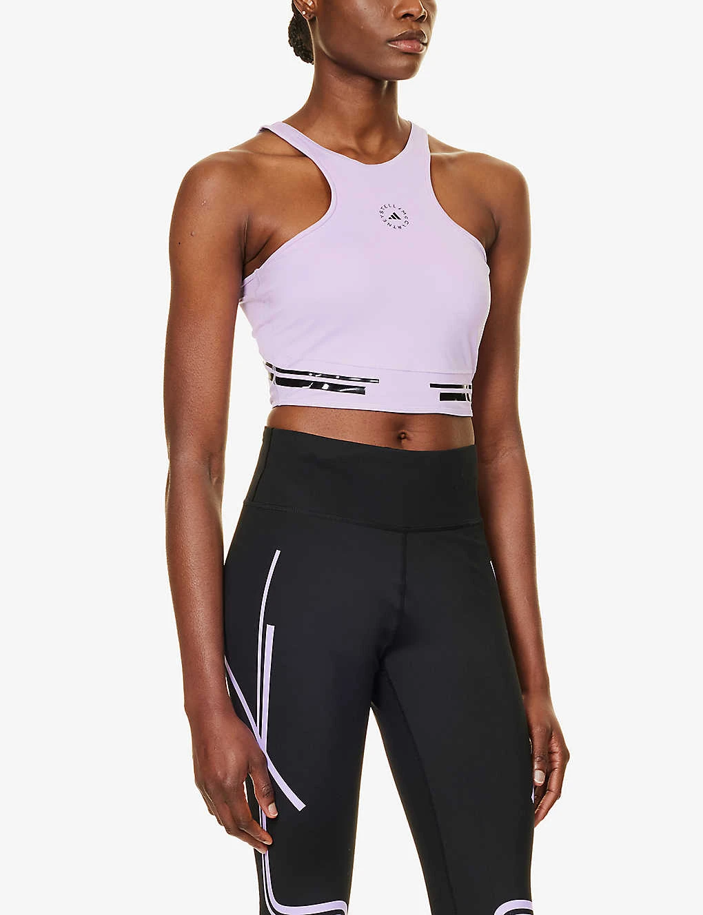 Adidas By Stella Mccartney Brand-print Cropped Slim-fit Recycled-polyester-blend Top 5 Adidas By Stella Mccartney Brand-print Cropped Slim-fit Recycled-polyester-blend Top - Image 3