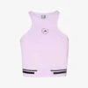 Adidas By Stella Mccartney Brand-print Cropped Slim-fit Recycled-polyester-blend Top -Ress Clothing Shop R04201650 PURPLEGLOWBLACK M